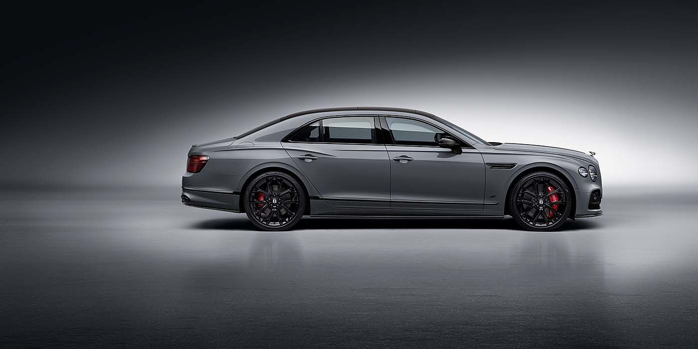 Bentley Manchester Bentley Flying Spur S sedan in Cambrian Grey paint profile static