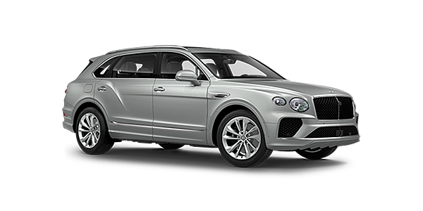 Bentley Manchester Bentley Bentayga EWB front side angled view in Moonbeam coloured exterior. 