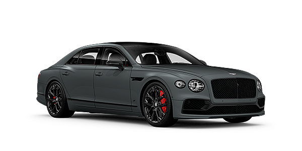 Bentley Manchester Bentley Flying Spur S front side angled view in Cambrian Grey coloured exterior. 