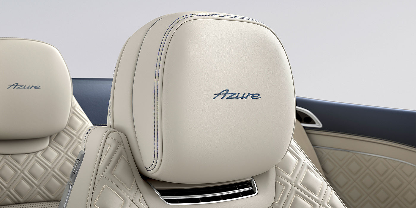 Bentley Manchester Bentley Continental GTC Azure convertible seat detail in Linen hide with Azure emblem